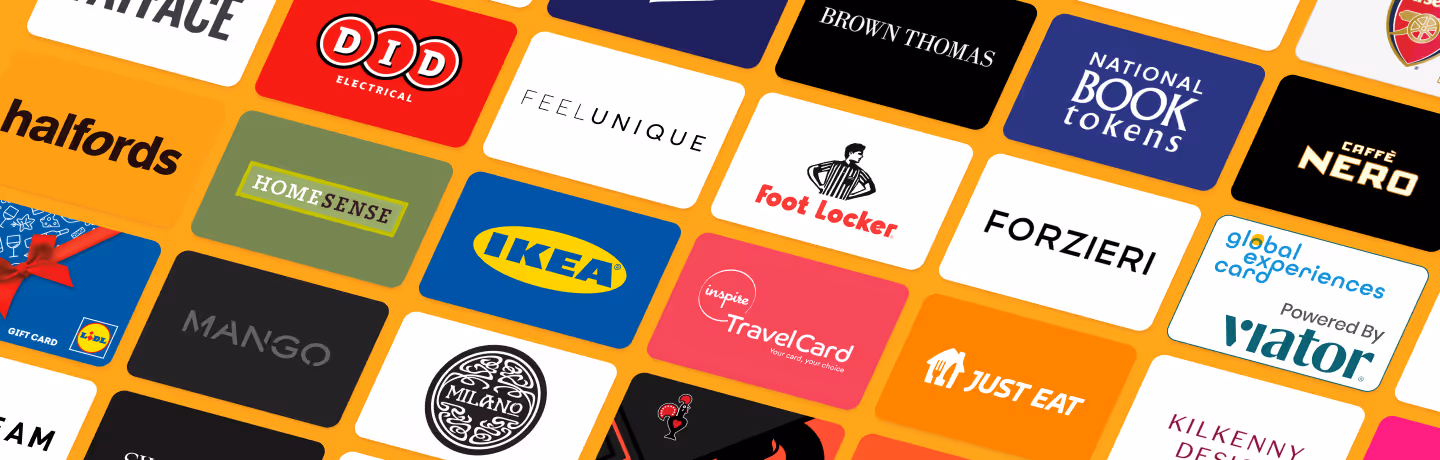 A collection of big brand gift cards available with OptionsCard