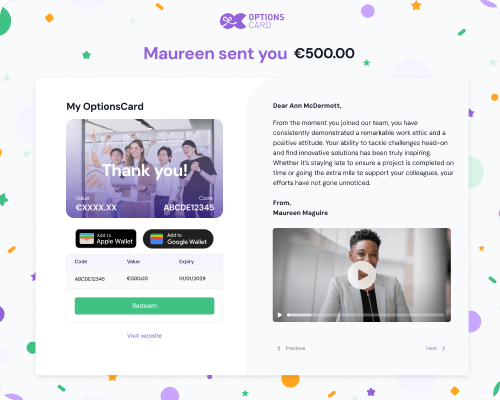 Customised OptionsCard unwrap page